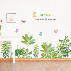 热带草丛可移除墙贴纸 客厅走廊玄关过道楼梯背景墙壁布置贴画