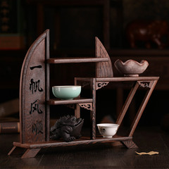 红木紫砂壶茶具茶叶展示架子鸡翅木仿古小博古架摆件实木质多宝阁