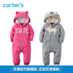 Carter's1件式小熊耳朵摇粒绒连体衣女宝宝婴儿童装 118G642