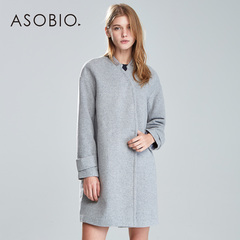 ASOBIO 冬季女式上衣 时尚纯色无领女式大衣 4543434925