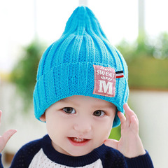 熊朵宝宝帽冬季6-12个月针织毛线套头帽婴儿保暖护耳帽男女童韩国