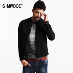 Simwood简木男装2016秋冬新款男士厚款混羊毛修身夹克外套棒球服