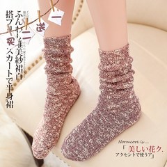 堆堆袜女 秋冬季潮 粗线雪花毛线袜 针织纯色保暖长袜 韩国棉靴袜