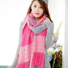 围巾女冬季新款韩版格子毛线针织学生围脖披肩女士长款保暖围巾