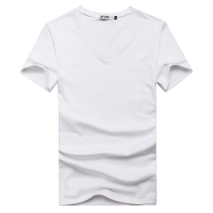 JVR2016夏装新款T恤 男 紧身T恤 纯色 男士打底衫 短袖V领T恤 男