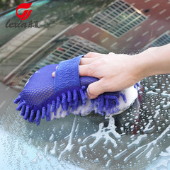 乐夏 汽车海绵擦清洁用品洗车工具 雪尼尔海绵珊瑚虫毛绒洗车手套