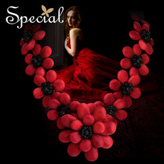 Special 欧美复古花朵贝壳项链女锁骨链首饰盛放的红山茶情人节