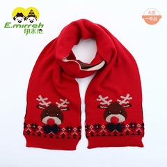 伊米伦儿童围巾秋冬新年红色宝宝针织围巾男女童冬季保暖小鹿围巾