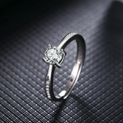欧维希 925银饰微镶四爪女钻戒仿真结婚戒指八心八箭银戒指