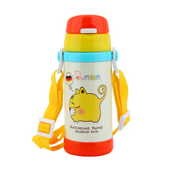 欧米兰 304不锈钢便携儿童学生宝宝背带式双层真空吸管保温水杯壶