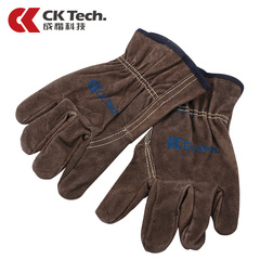 Ck tech 碳咖色牛皮手套机械师手套电焊工作耐磨加皮劳保工业手套