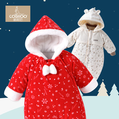 婴儿连体衣秋冬装外出服加厚棉衣保暖宝宝连体衣女0-1岁婴儿哈衣