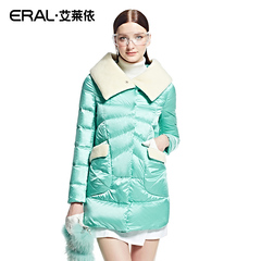 ERAL/艾莱依2015冬时尚羊羔毛女POLO领羽绒服俏皮中长款修身6003D