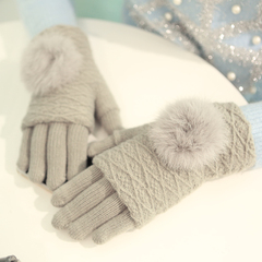 名简韩版可骑车三用式保暖加厚触屏秋冬季手套女可爱学生兔毛手套
