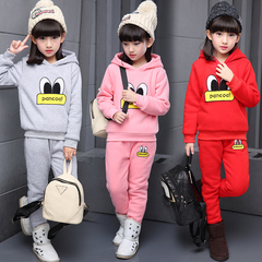 2016女童套装韩版中大童加绒加厚两件套儿童冬季保暖卫衣宝宝套装