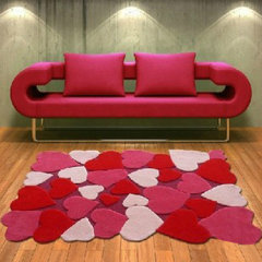 特价促销 纯手工腈纶心形图案地毯客厅卧室茶几红色地毯 时尚可爱