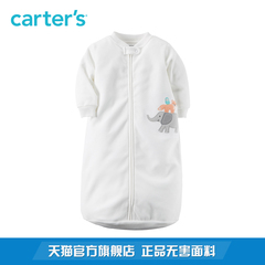Carter's1件式婴儿卡通大象白色长袖睡袋宝宝摇粒绒正品118G695