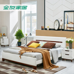 全友家私 双人床1.8米1.5米床北欧卧室成人家具白色新款121802