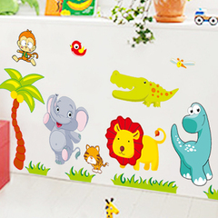 幼儿园墙壁上装饰墙纸贴画宝宝卧室儿童房间卡通动物可移除墙贴纸