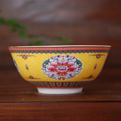 景德镇陶瓷寿碗 骨瓷米饭碗套装 碗筷 汤面碗仿古碗 4.5吉祥如意