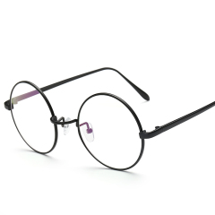 复古眼镜框女款潮 韩版圆形超轻近视眼镜架男 全框金属鼻托平光镜