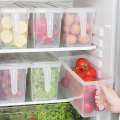 冰箱水果蔬菜带盖保鲜盒 厨房食物收纳盒带手柄 大号冰箱盒