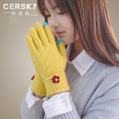 毛线手套女冬季防寒防冻保暖韩版学生可爱秋冬个性五指针织手套