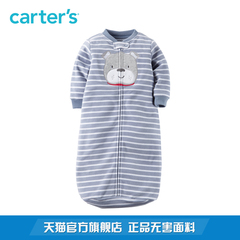 Carter's1件式男婴儿蓝色条纹长袖睡袋摇粒绒小狗宝宝用品118G624