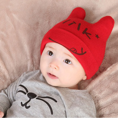 宝宝帽子儿童针织帽婴儿套头帽3-6-12月双层加厚保暖帽春秋冬季帽