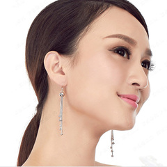 伊洛传芳 925银女款圆珠耳坠  时尚韩版个性长款流苏耳环