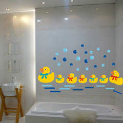 洗手间玻璃贴纸浴室瓷砖贴防水卧室儿童卡通贴画可移除墙贴小鸭子
