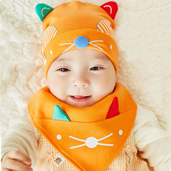 婴儿帽子0-3-6个月春季宝宝套头帽秋纯棉男女童睡觉帽新生儿胎帽