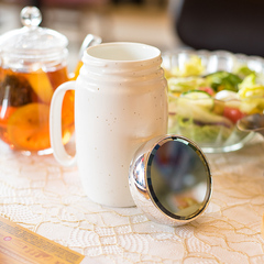 千易创意满天星镜面马克杯带盖陶瓷咖啡杯大容量办公水杯情侣杯子