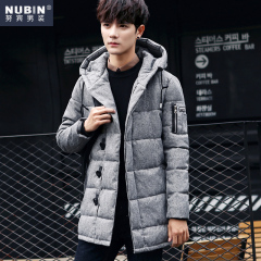 努宾冬季男士棉服青年纯色潮流保暖加厚外套韩版修身连帽男款棉衣