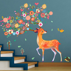 幼儿园教室布置墙贴纸贴画儿童房间寝室装饰品自粘圣诞梅花鹿动物