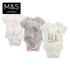 M&S/马莎女婴0至1岁3件装纯棉Peter Rabbit连体衣T784568Y