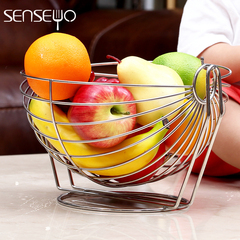 大号不锈钢水果篮欧式水果盘创意摇篮果盆置物架客厅现代简约
