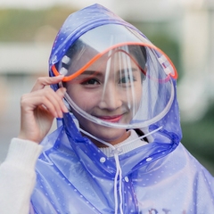 时尚雨衣电动车 单人韩版女士可爱个性透明大帽檐防水 电瓶车雨披
