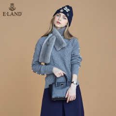 ELAND秋冬新品珍珠装饰圆领套头毛衣EEKW64T52R专柜正品
