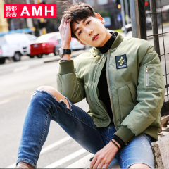 AMH男士情侣冬季外套2016新款韩版潮流棒球服羽绒服男短款青年翎