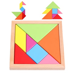 特大号七巧板益智力拼图木质中国古典玩具创意几何3D数形包拼板邮
