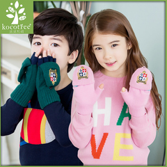 韩国KK树儿童手套男孩五指手套女孩冬可爱半指手套保暖小学生手套