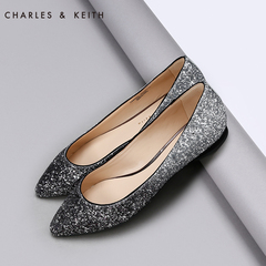 CHARLES&KEITH平底鞋 CK1-70580090 渐变亮片尖头单鞋休闲女鞋