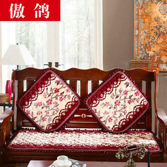傲鸽法兰绒实木沙发坐垫靠垫带芯红木组合冬季加厚毛绒木质沙发垫