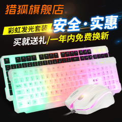 猎狐笔记本家用USB彩虹发光游戏键盘鼠标套装办公键鼠套装外设