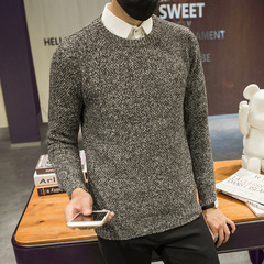 韩版男装毛衣男圆领男士针织衫男冬季学生外套男青年毛衫线衣纯色