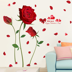 玫瑰花朵卧室床头墙上装饰品墙纸贴画房间创意自粘墙贴纸客厅壁画