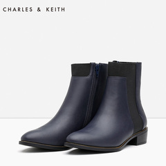 CHARLES&KEITH 女靴 CK1-90300284 铆钉踝靴 短筒切尔西靴女 冬