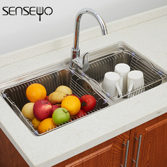 seneseyo厨房沥水架沥水篮不锈钢水槽碗碟架晾碗架 洗菜盆 滤水篮