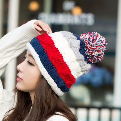 女士冬天帽子韩版潮保暖护耳毛线帽韩国休闲可爱针织帽加绒冬季帽